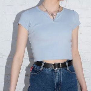 baby blue cropped brandy melville ashlyn tee
